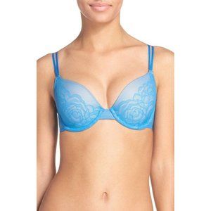 WACOAL Stark Beauty Lace Contour T-Shirt Underwire Bra #853225 Blue 32DDD NEW